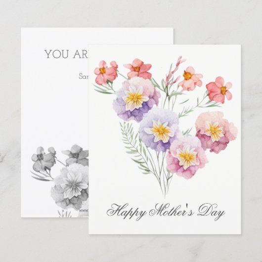 Budget Waterverf Florals Moederdag Card (Voorkant / Achterkant)