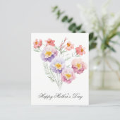 Budget  Waterverf Florals Moederdag Card (Staand voorkant)