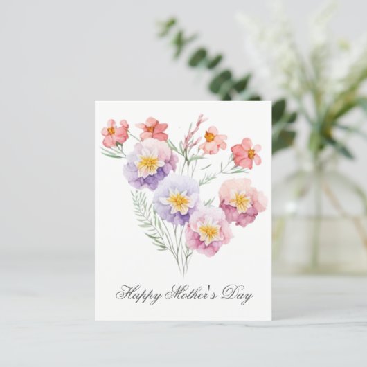 Budget Waterverf Florals Moederdag Card (Staand voorkant)