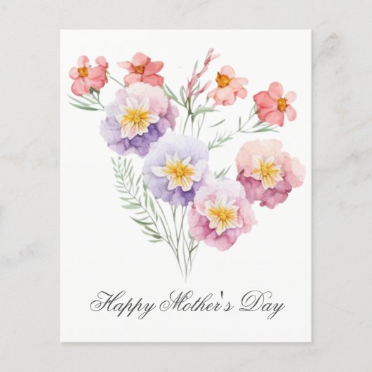 Budget  Waterverf Florals Moederdag Card (Voorkant)