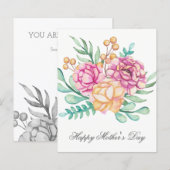 Budget Waterverf Florals Moederdag Card (Voorkant / Achterkant)