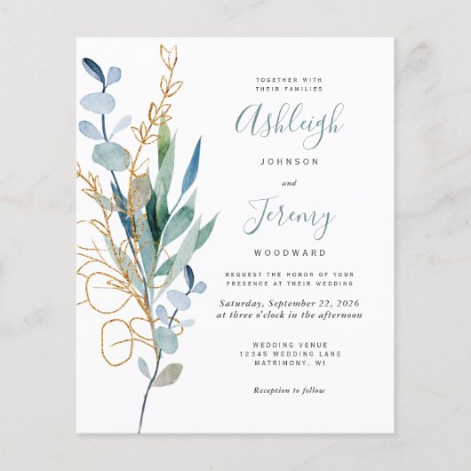 Budget Waterverf Gold Eucalyptus Weddenschap Uitno (Voorkant)