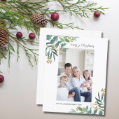 Budget Waterverf Greenery-kerstfotokaart