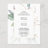 Budget Waterverf Greenery Sage and Gold Wedding Flyer (Voorkant)