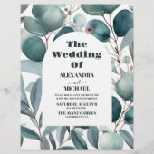 Budget Waterverf Groen Eucalyptus Bruiloft Flyer (Voorkant)