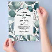 Budget Waterverf Groen Eucalyptus Bruiloft Flyer (Hand)