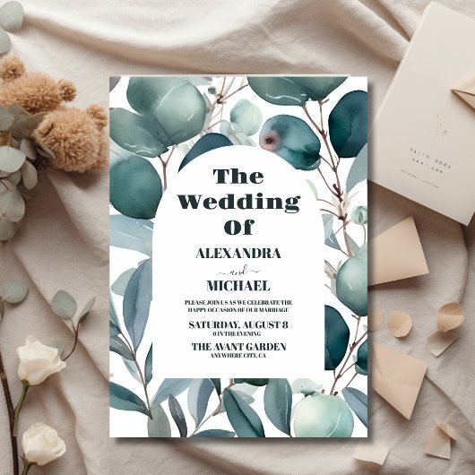 Budget Waterverf Groen Eucalyptus Bruiloft Flyer