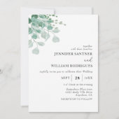 Budget Waterverf Groene Eucalyptus Bruiloft Kaart (Voorkant)