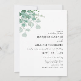 Budget Waterverf Groene Eucalyptus Bruiloft Kaart