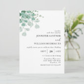 Budget Waterverf Groene Eucalyptus Bruiloft Kaart (Staand voorkant)