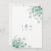 Budget Waterverf Groene Eucalyptus Bruiloft Kaart (Achterkant)