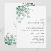 Budget Waterverf Groene Eucalyptus Bruiloft Kaart (Voorkant / Achterkant)