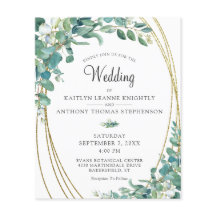 Budget Waterverf Groene Goud Huwelijksuitnodiging