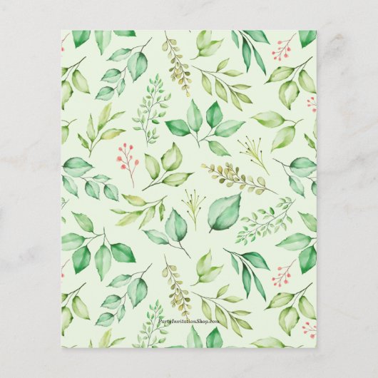 Budget Waterverf Groene Verjaardagsuitnodiging (Achterkant)