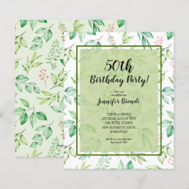 Budget Waterverf Groene Verjaardagsuitnodiging