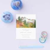 Budget Waterverf Herfst Bergen Save the Date Flyer (Enkel)