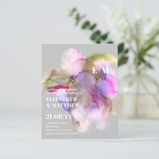 BUDGET Waterverf Huwelijk Abstract Paars Grijs (Staand voorkant)