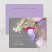 BUDGET Waterverf Huwelijk Abstract Paars  rsvp (Voorkant / Achterkant)