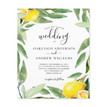 Budget Waterverf Lemon Botanical Wedding
