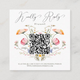 Budget Waterverf Meadow Wildflower QR-code Informatiekaartje