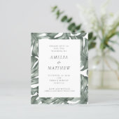 Budget Waterverf Monstera Green Wedding Invite (Staand voorkant)