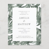 Budget Waterverf Monstera Green Wedding Invite (Voorkant)