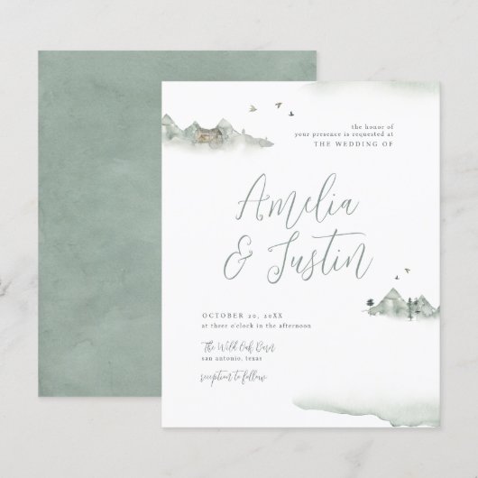 Budget Waterverf Mountains Destination Wedding (Voorkant / Achterkant)