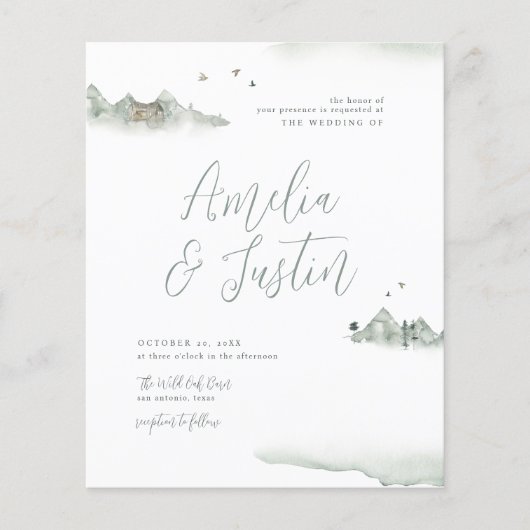 Budget Waterverf Mountains Destination Wedding (Voorkant)
