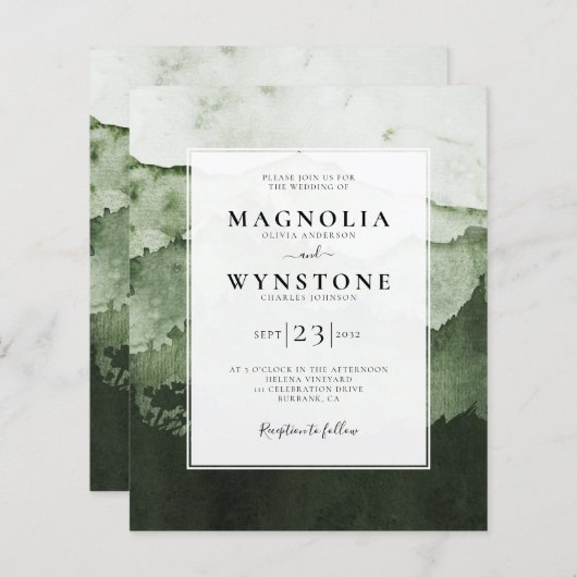 Budget Waterverf Mountains Weddenschap (Voorkant / Achterkant)