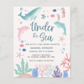 Budget Waterverf Onder de Zee Baby Girl Shower (Voorkant)
