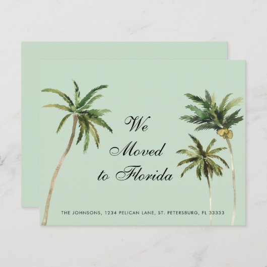 Budget Waterverf Palm Trees Moving Aankondiging (Voorkant / Achterkant)