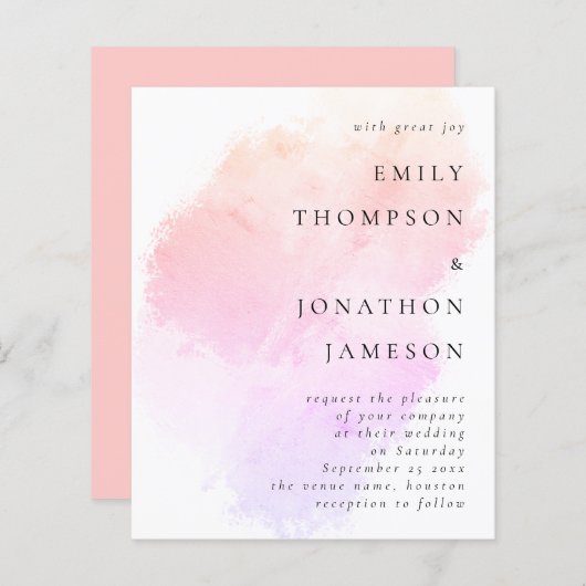 Budget Waterverf Pink Coral Weddenschap (Voorkant / Achterkant)