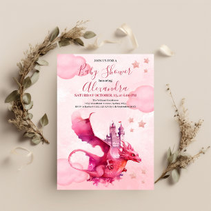 Budget Waterverf Pink Dragon Baby shower