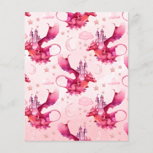 Budget Waterverf Pink Dragon Baby shower (Achterkant)