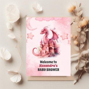 Budget Waterverf Pink Dragon Baby shower Flyer