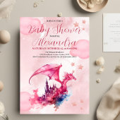 Budget Waterverf Pink Dragon Baby shower Flyer