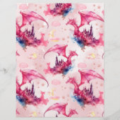 Budget Waterverf Pink Dragon Baby shower Flyer (Achterkant)