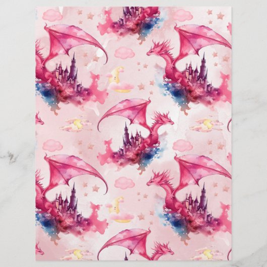 Budget Waterverf Pink Dragon Baby shower Flyer (Achterkant)