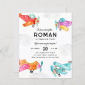 Budget Waterverf Planes Clouds Vliegtuig Verjaarda (Voorkant / Achterkant)