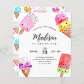 Budget Waterverf Popsicle Cone Ice Cream Verjaarda (Voorkant / Achterkant)