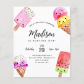 Budget Waterverf Popsicle Cone Ice Cream Verjaarda (Voorkant)