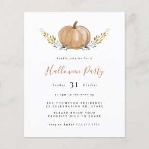 Budget Waterverf Pumpkin Halloween Party Invite