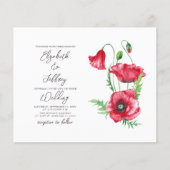 Budget Waterverf Red Poppy bruiloft uitnodiging (Voorkant)
