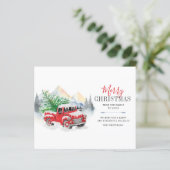 Budget Waterverf Red Truck Merry Kerstmis (Staand voorkant)