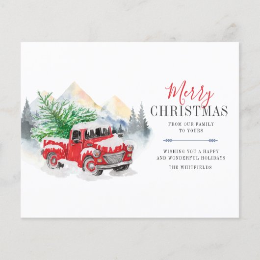 Budget Waterverf Red Truck Merry Kerstmis (Voorkant)