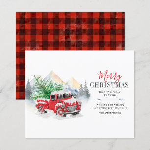 Budget Waterverf Red Truck Merry Kerstmis