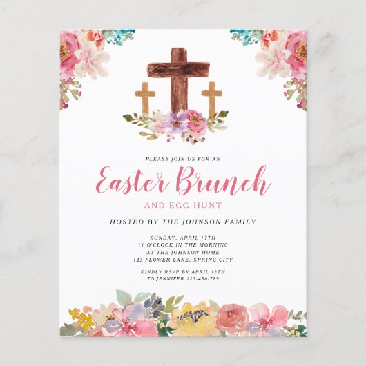 Budget Waterverf Religieuze Pasen Brunch Egg Hunt (Voorkant)