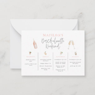 budget waterverf roze meisje bachelorette reisrout notitiekaartje