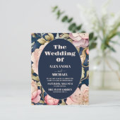 Budget Waterverf Roze Pioen Art Nouveau Bruiloft (Staand voorkant)