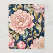 Budget Waterverf Roze Pioen Art Nouveau Bruiloft (Achterkant)